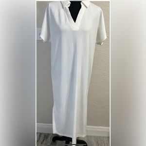 Cable & Gauge Women’s V-Neck Polo Dress-Ivory Size L